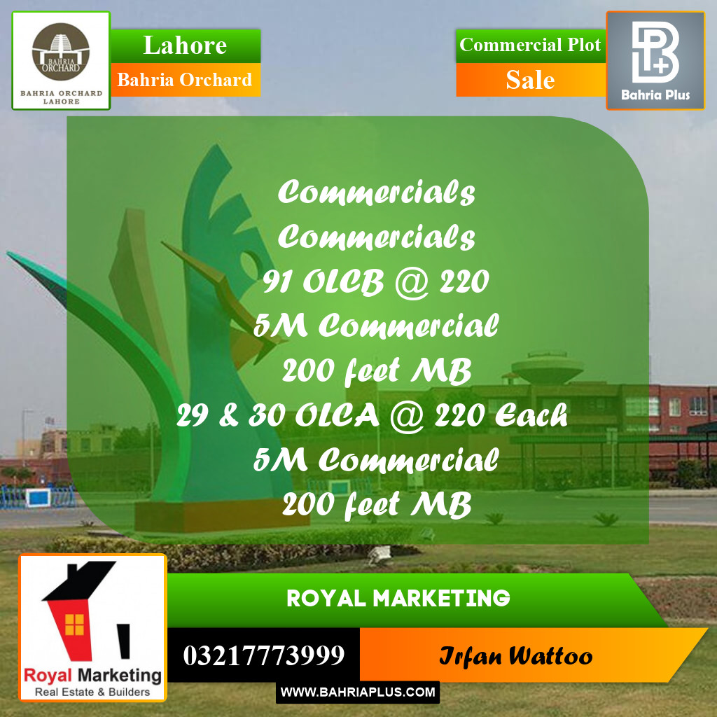 Commercial Plot for Sale in Bahria Orchard, Lahore - (BP-189872)