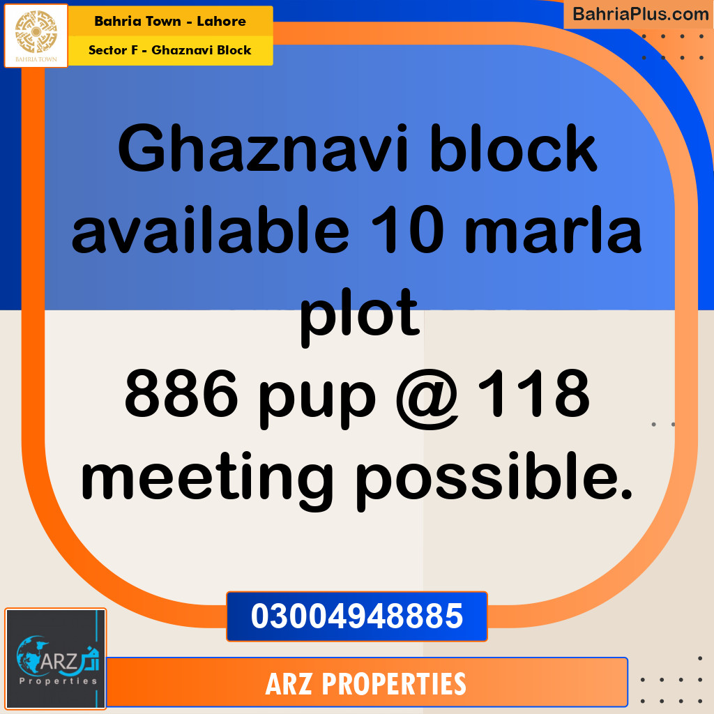 Residential Plot for Sale in Sector F - Ghaznavi Block -  Bahria Town, Lahore - (BP-189876)