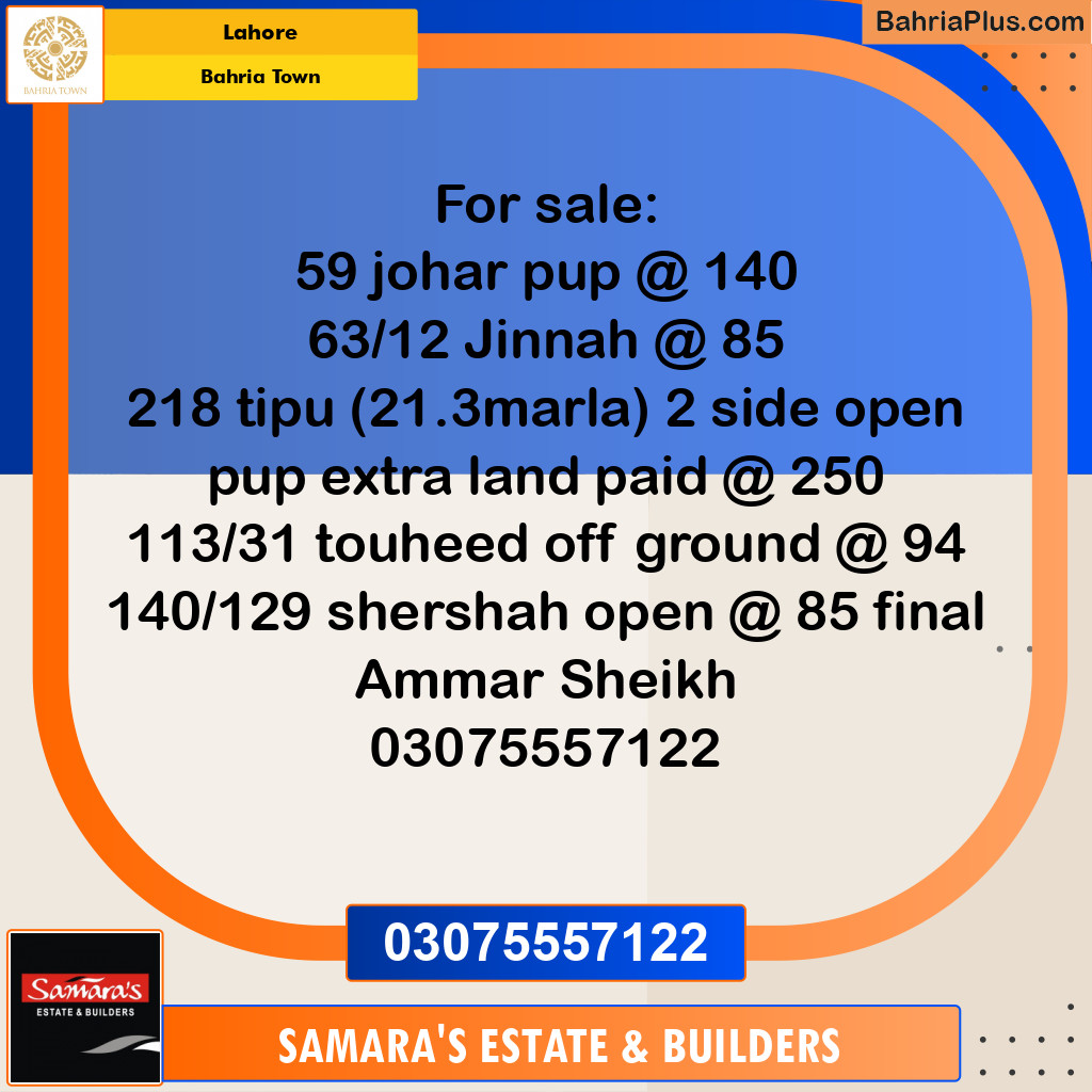 Residential Plot for Sale in Bahria Town, Lahore - (BP-189885)