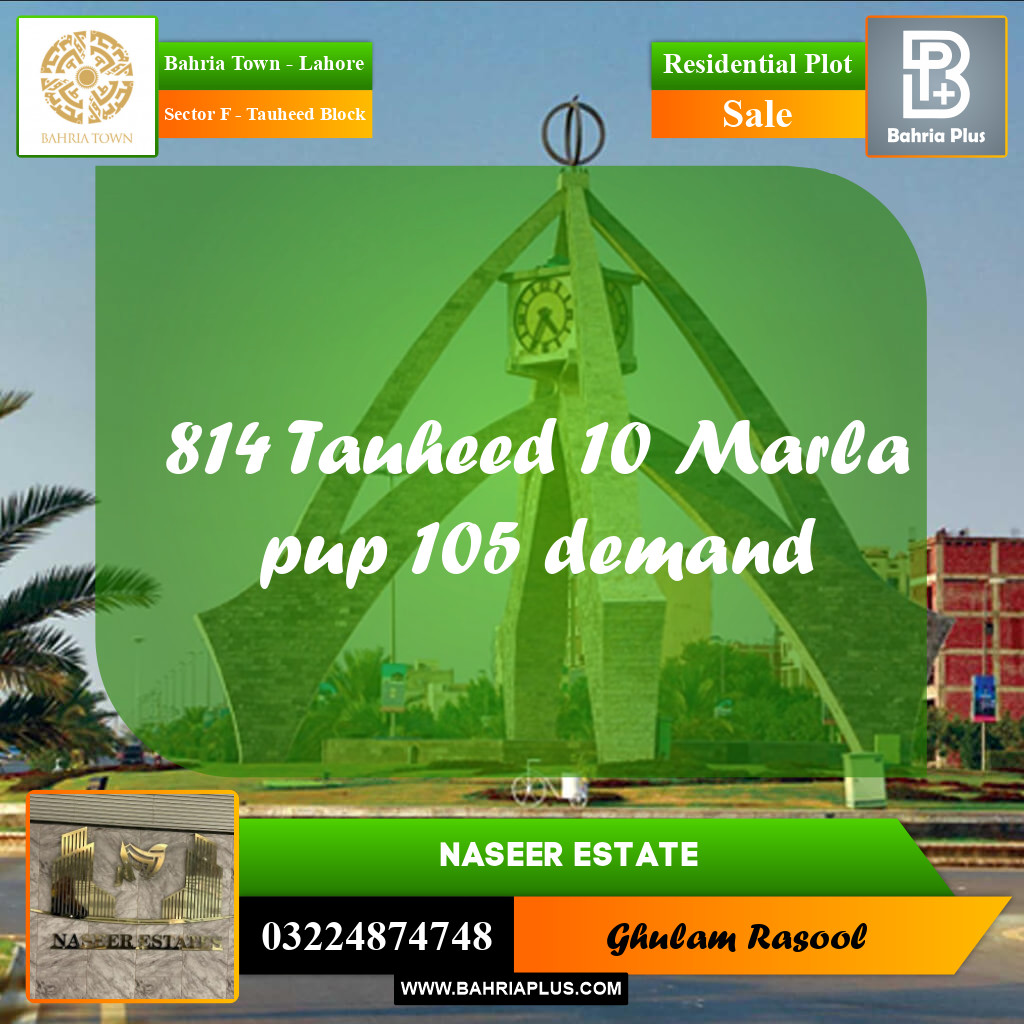 Residential Plot for Sale in Sector F - Tauheed Block -  Bahria Town, Lahore - (BP-189889)