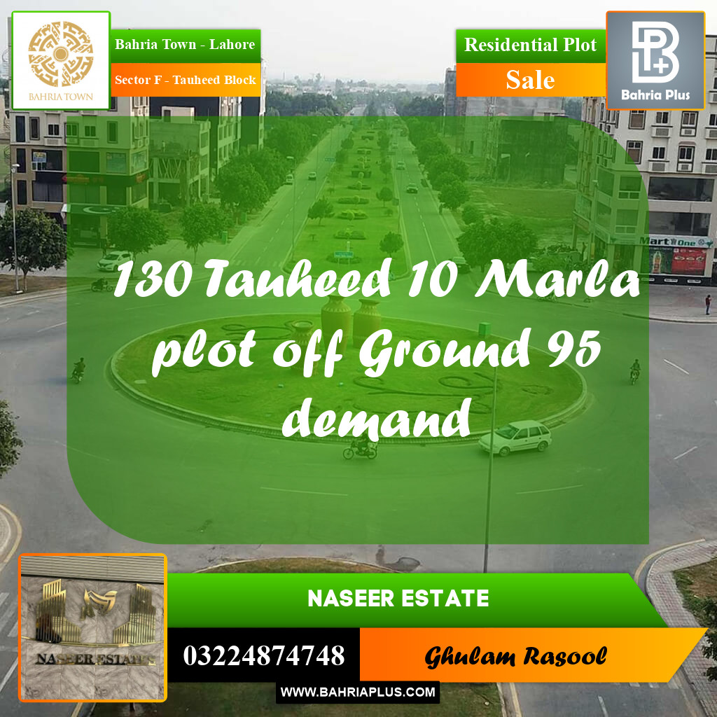 Residential Plot for Sale in Sector F - Tauheed Block -  Bahria Town, Lahore - (BP-189898)