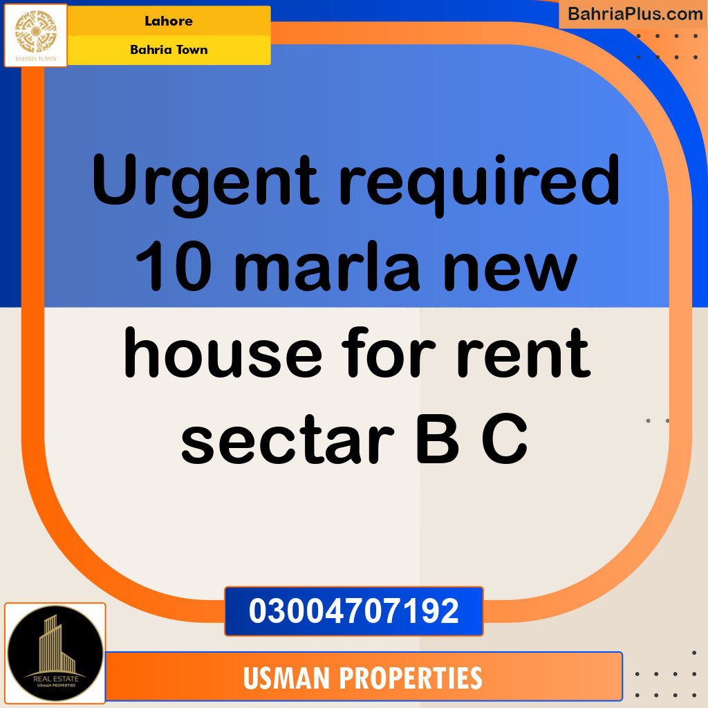 Residential House for Rent in Bahria Town, Lahore - (BP-189903)