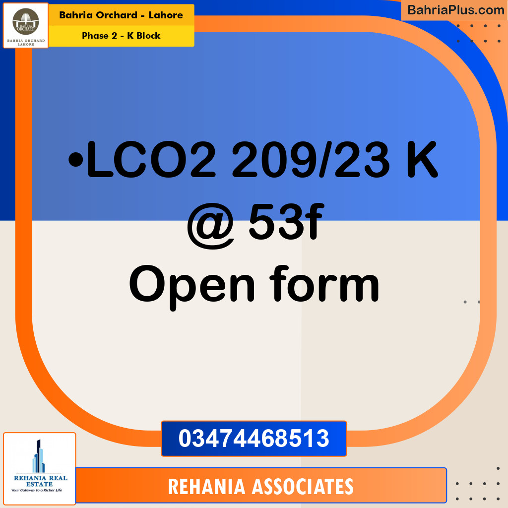 Residential Plot for Sale in Phase 2 - K Block -  Bahria Orchard, Lahore - (BP-189938)