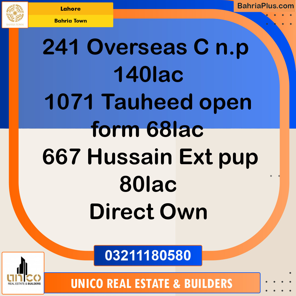 Residential Plot for Sale in Bahria Town, Lahore - (BP-189942)