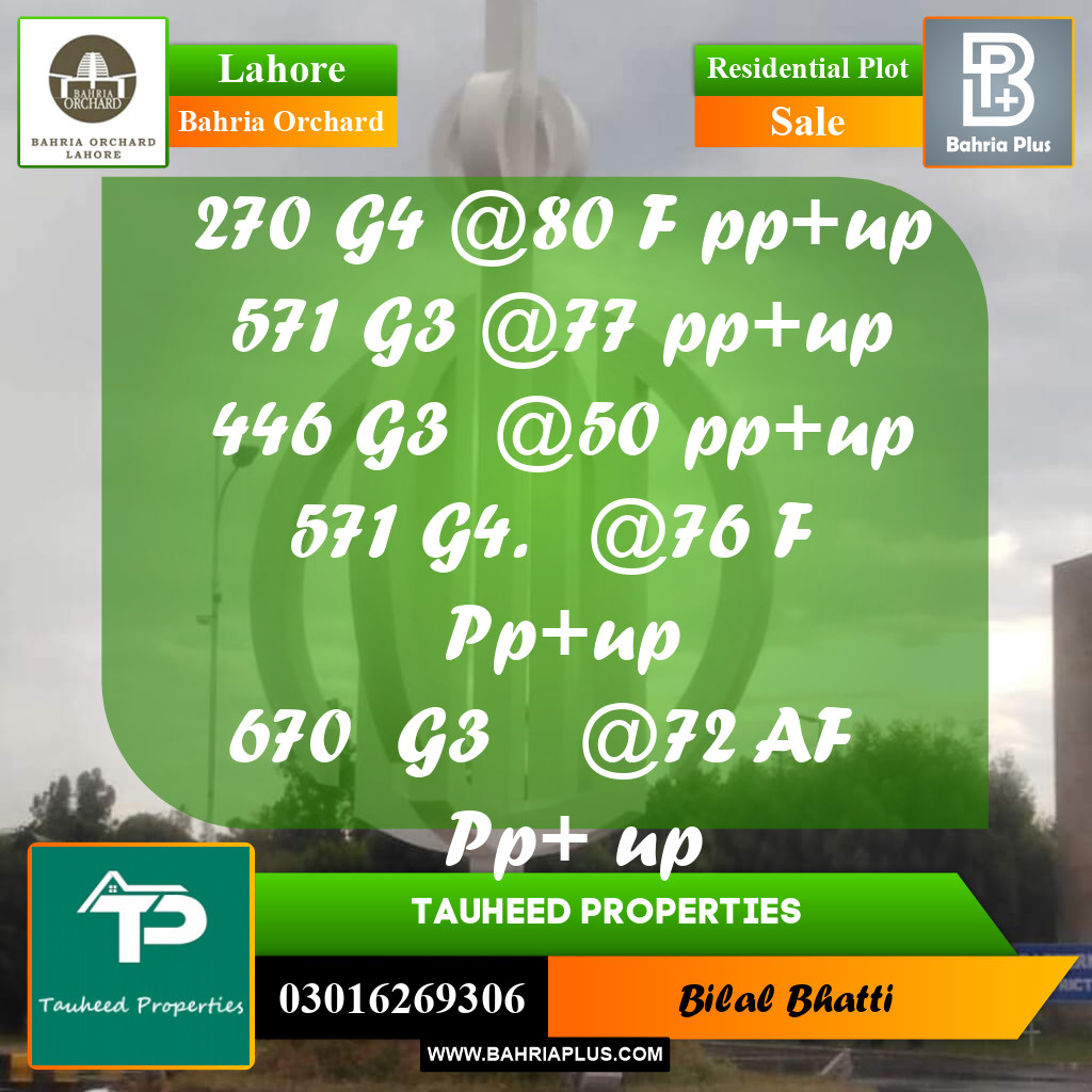 Residential Plot for Sale in Bahria Orchard, Lahore - (BP-189944)