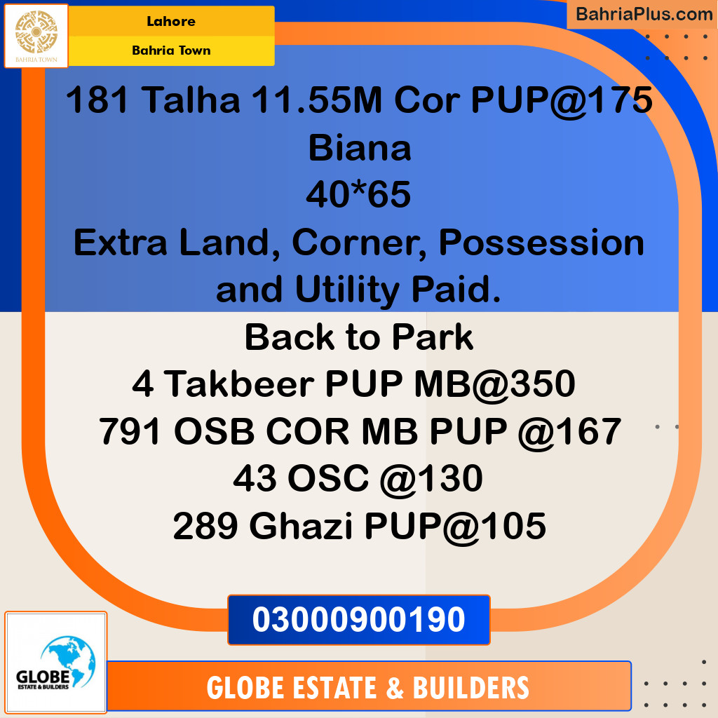 Residential Plot for Sale in Bahria Town, Lahore - (BP-190040)