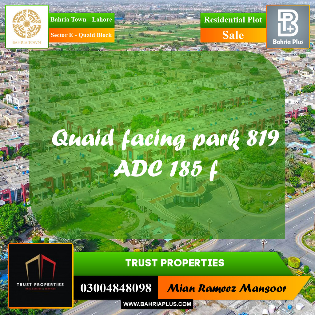 Residential Plot for Sale in Sector E - Quaid Block -  Bahria Town, Lahore - (BP-190053)