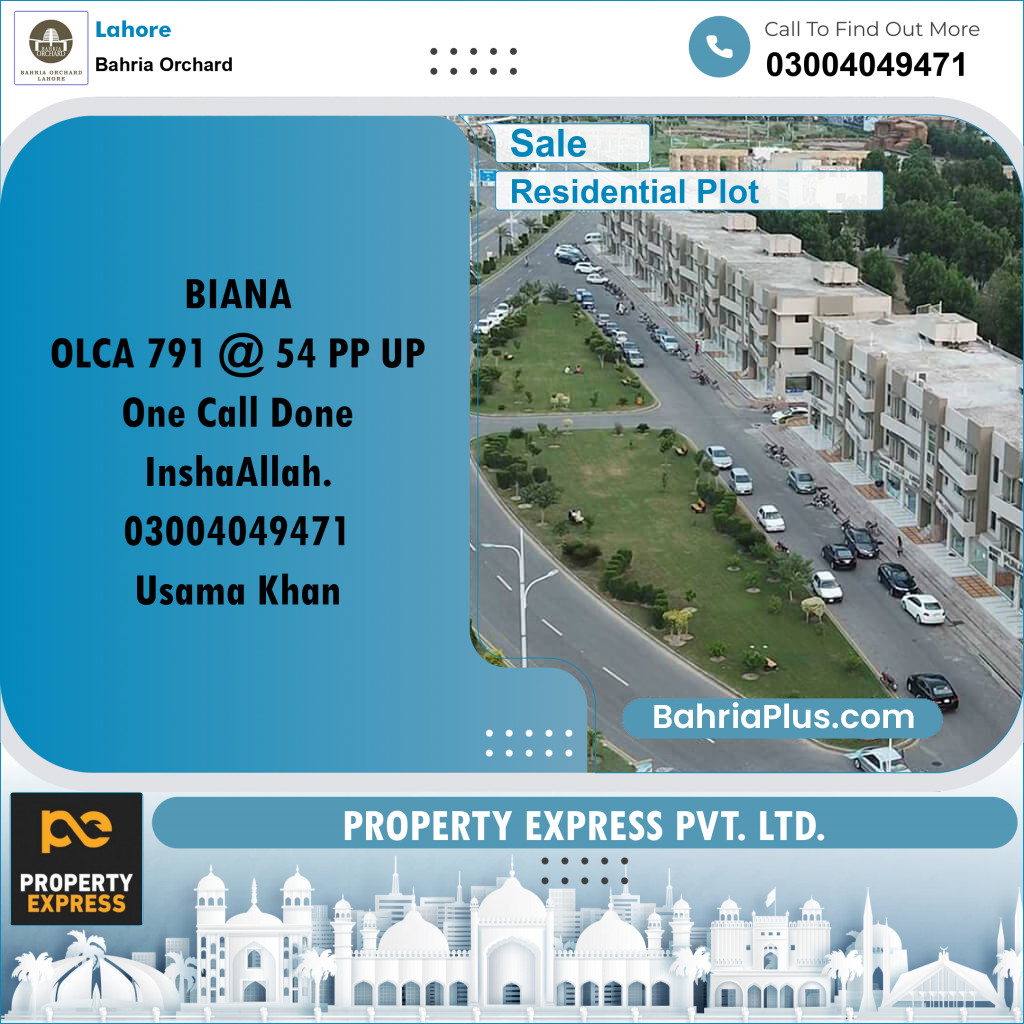 Residential Plot for Sale in Bahria Orchard, Lahore - (BP-190061)