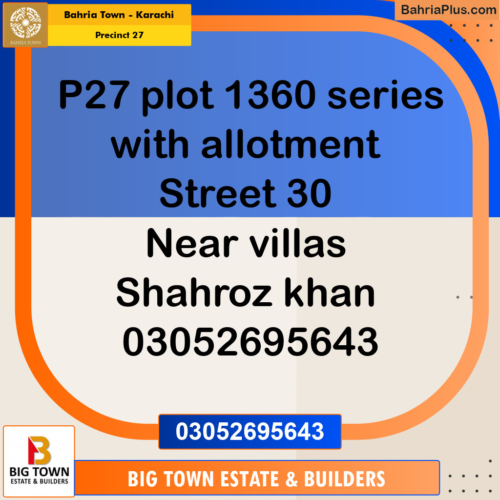 Residential Plot for Sale in Precinct 27 -  Bahria Town, Karachi - (BP-190067)