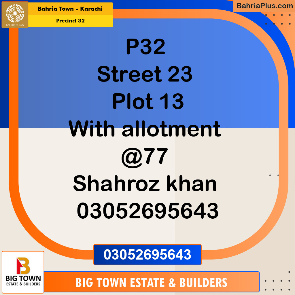 250 Sq. Yards Residential Plot for Sale in Precinct 32 -  Bahria Town, Karachi - (BP-190068)