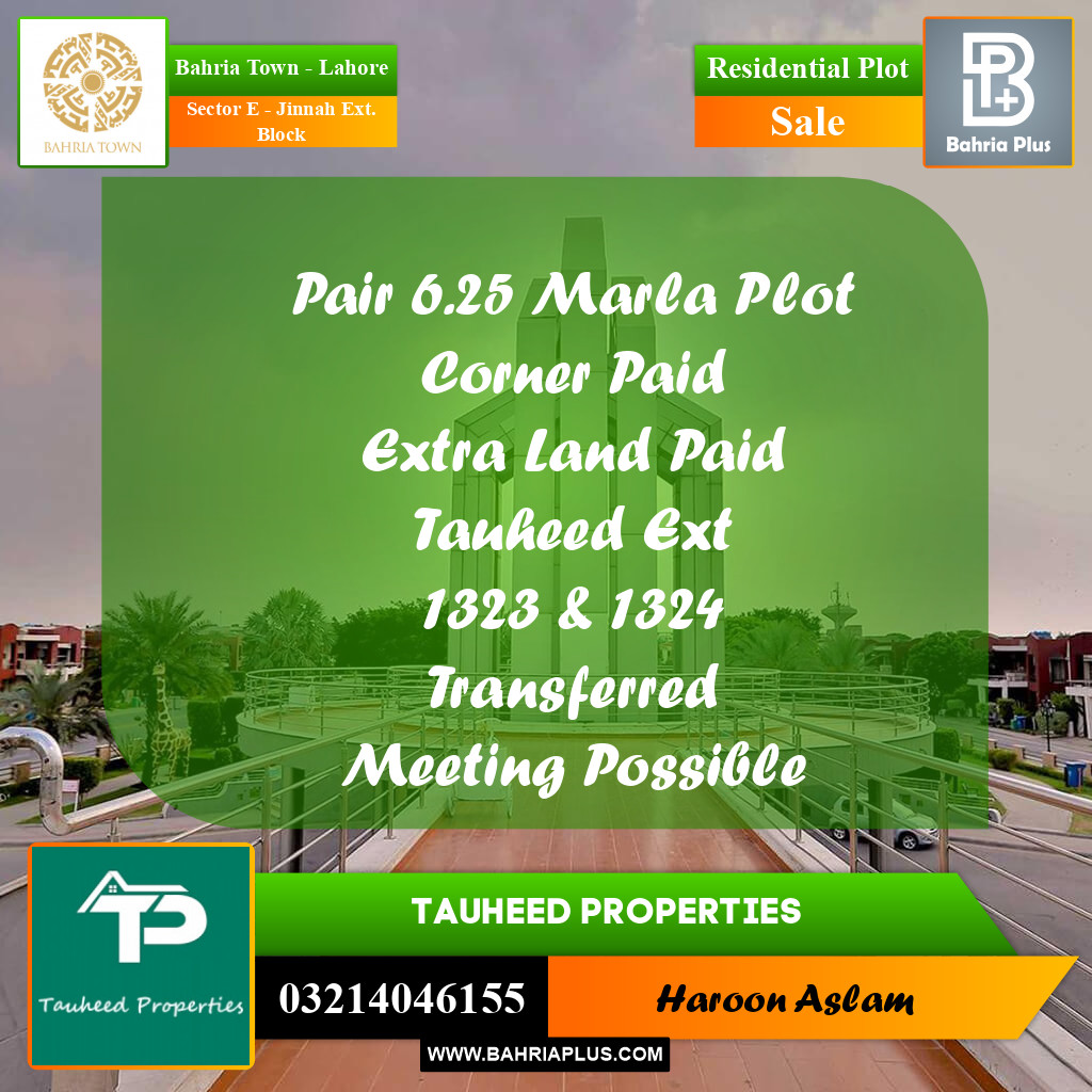 Residential Plot for Sale in Sector E - Jinnah Ext. Block -  Bahria Town, Lahore - (BP-190144)