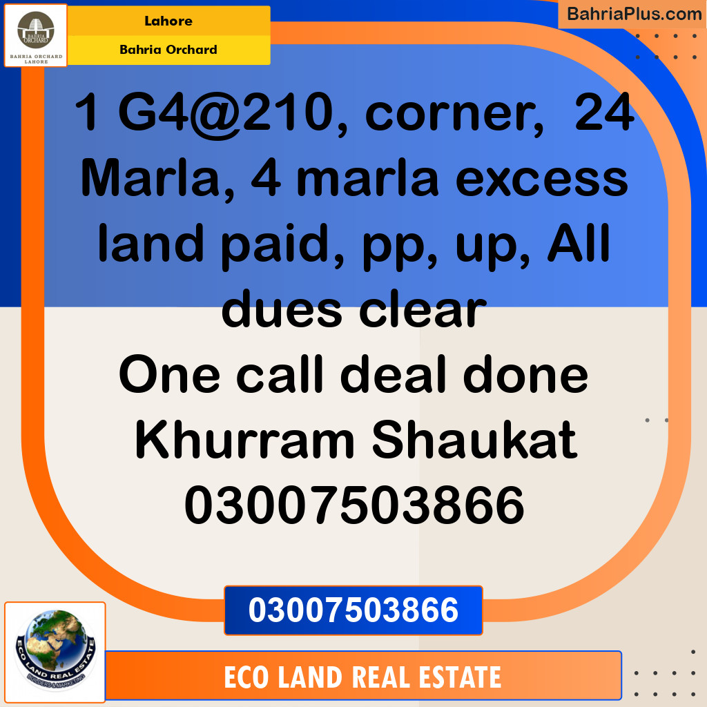 Residential Plot for Sale in Bahria Orchard, Lahore - (BP-190150)