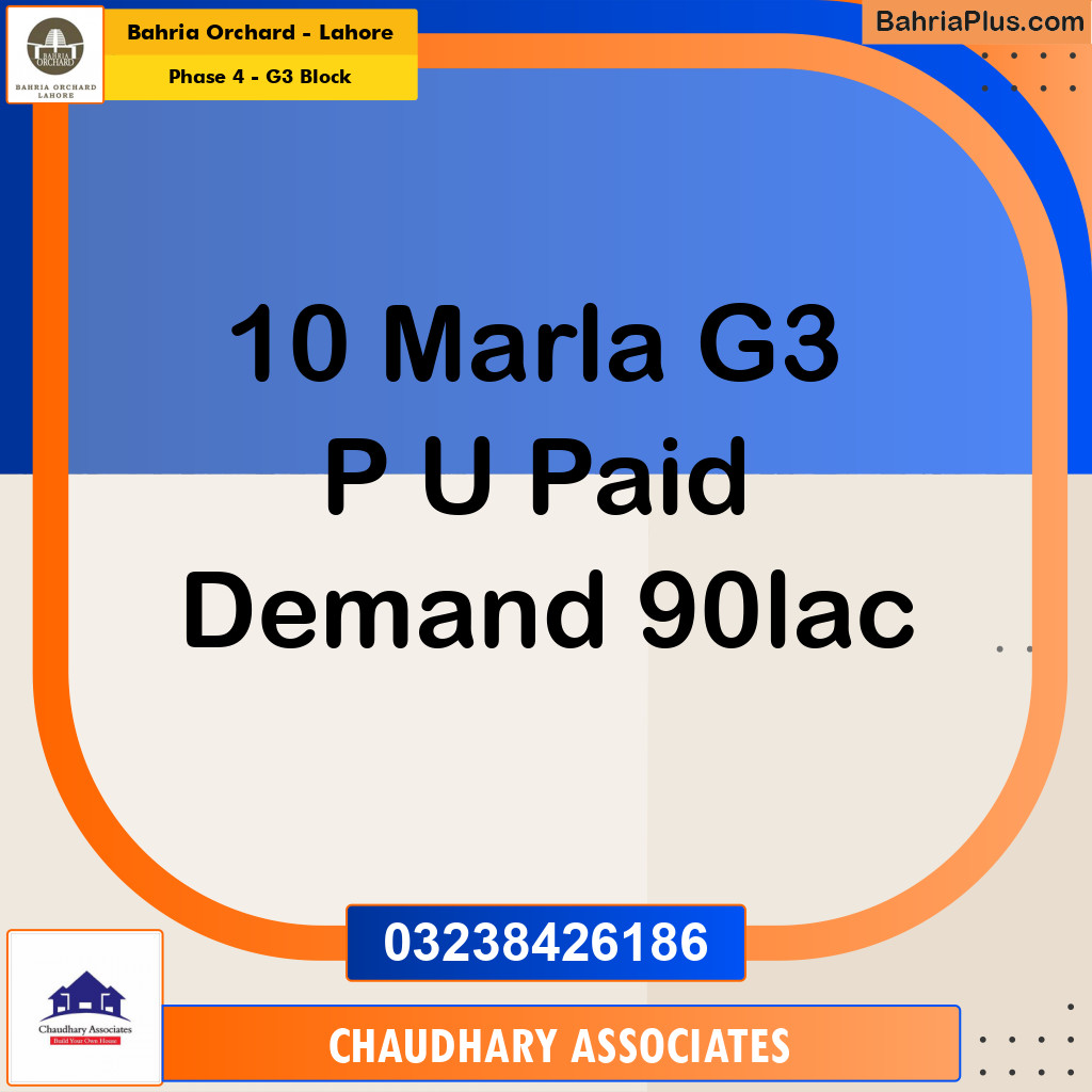 Residential Plot for Sale in Phase 4 - G3 Block -  Bahria Orchard, Lahore - (BP-190156)