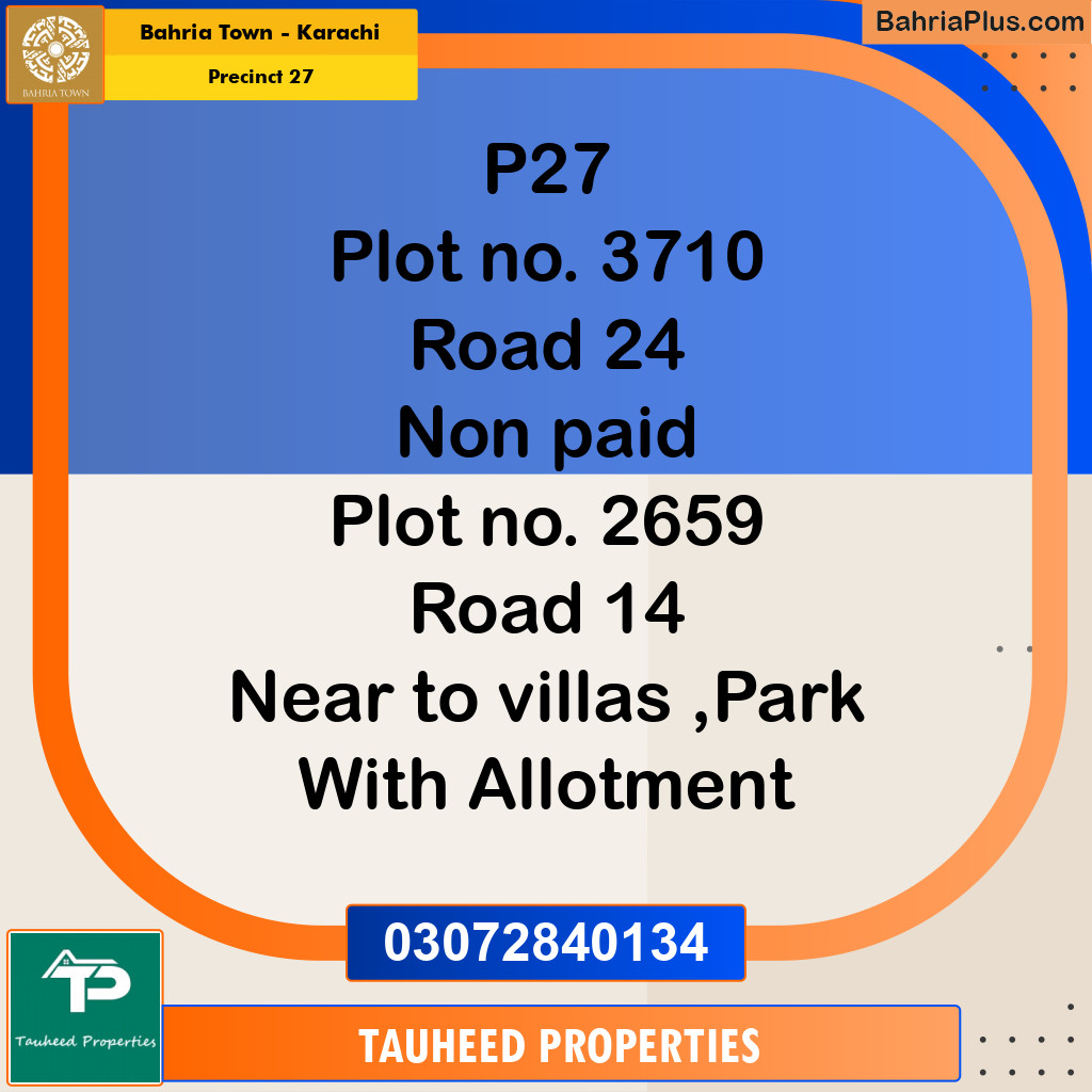 Residential Plot for Sale in Precinct 27 -  Bahria Town, Karachi - (BP-190169)