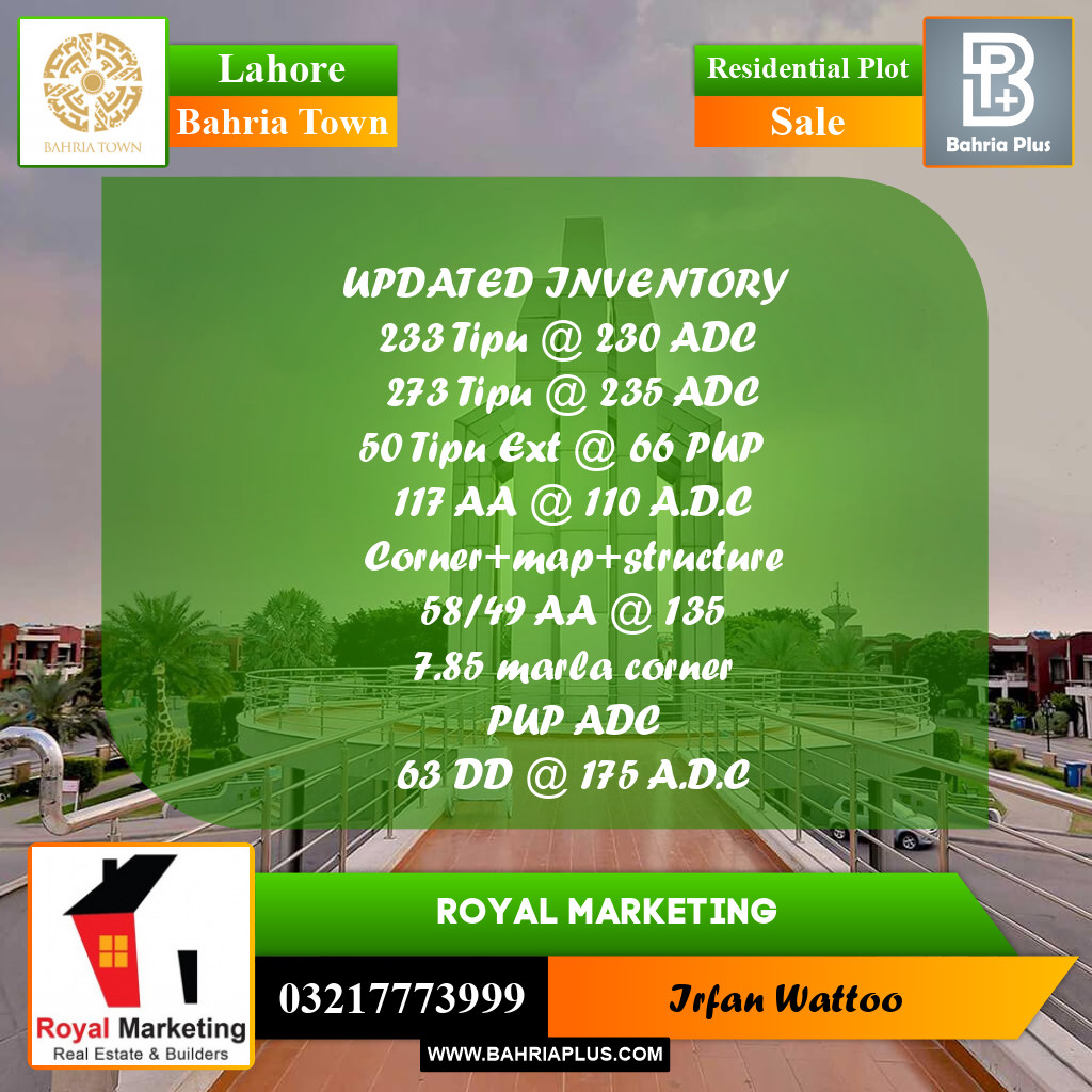 Residential Plot for Sale in Bahria Town, Lahore - (BP-190186)
