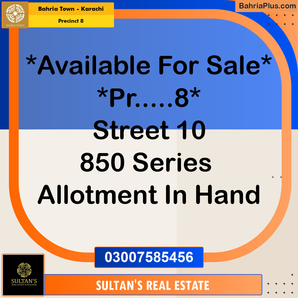 250 Sq. Yards Residential Plot for Sale in Precinct 8 - Bahria Town, Karachi - (BP-190207)