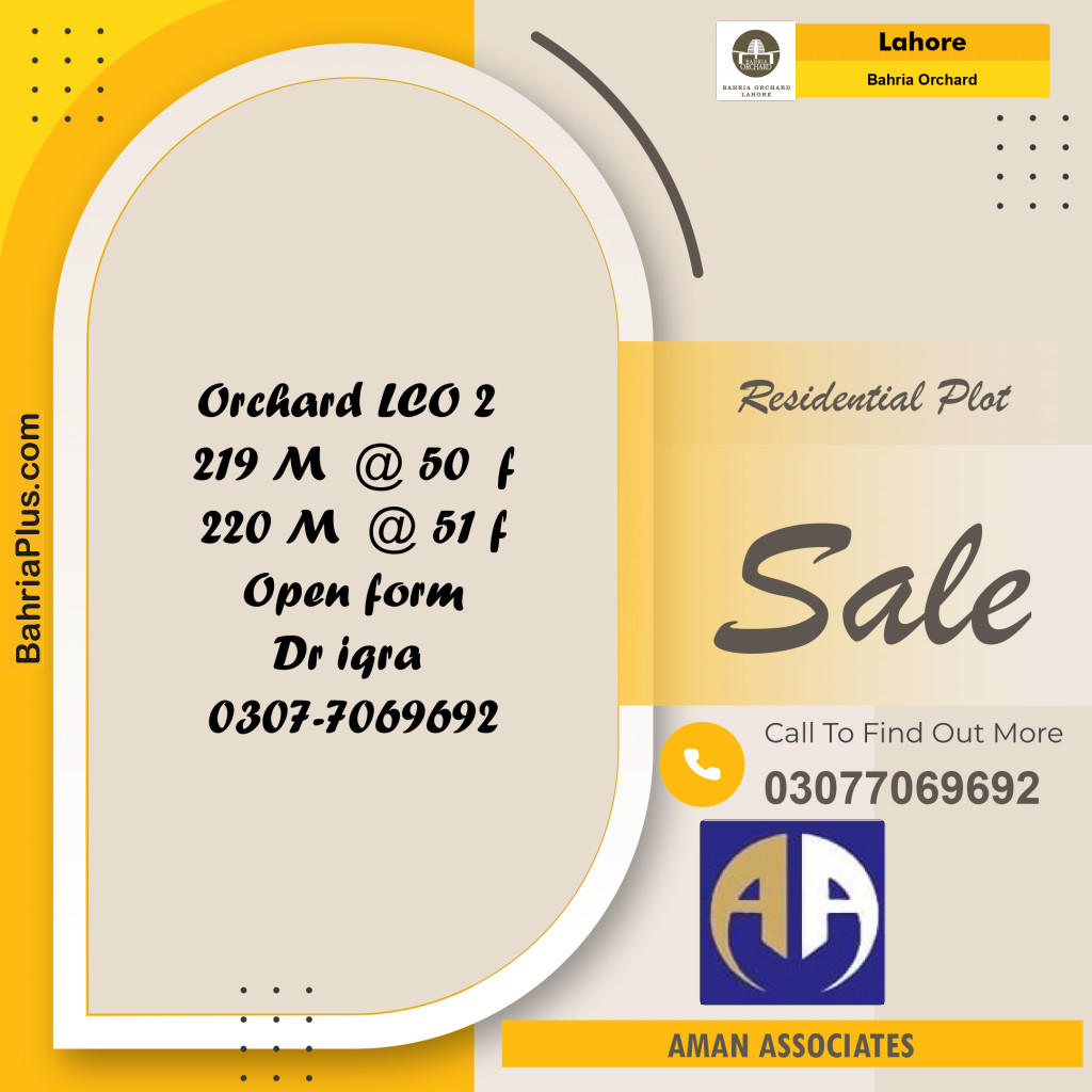 Residential Plot for Sale in Bahria Orchard, Lahore - (BP-190233)
