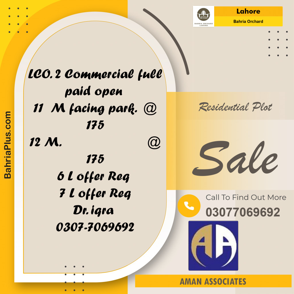 Residential Plot for Sale in Bahria Orchard, Lahore - (BP-190236)