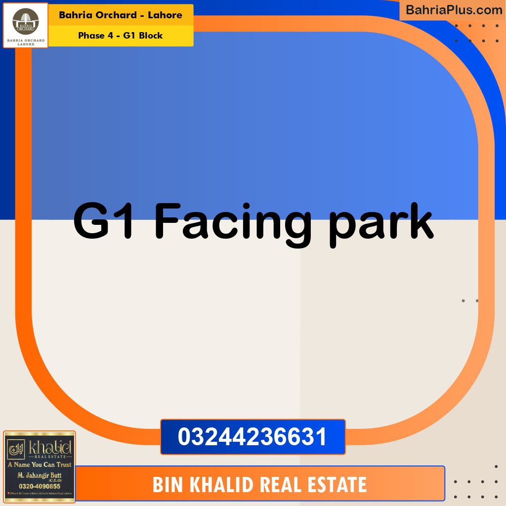 Residential Plot for Sale in Phase 4 - G1 Block -  Bahria Orchard, Lahore - (BP-190244)
