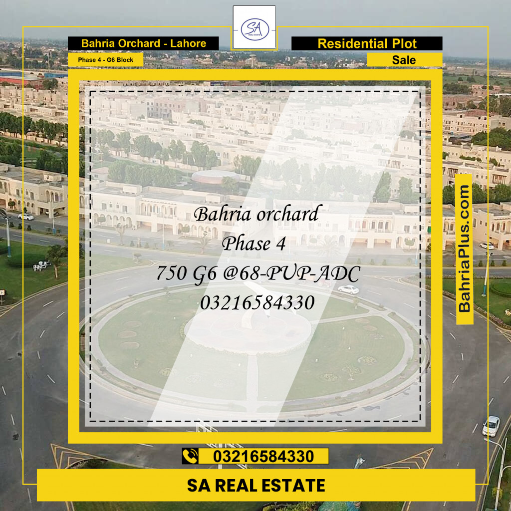 Residential Plot for Sale in Phase 4 - G6 Block -  Bahria Orchard, Lahore - (BP-190283)
