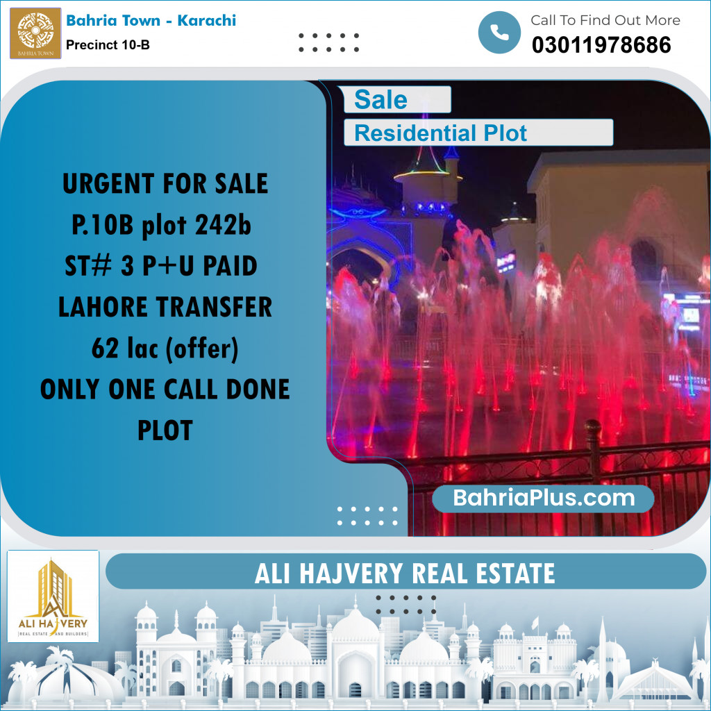 125 Sq. Yards Residential Plot for Sale in Precinct 10-B - Bahria Town, Karachi - (BP-190289)