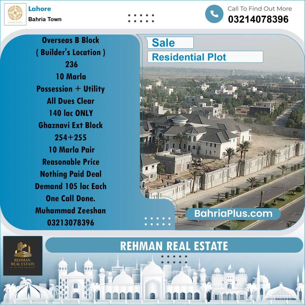 Residential Plot for Sale in Bahria Town, Lahore - (BP-190326)
