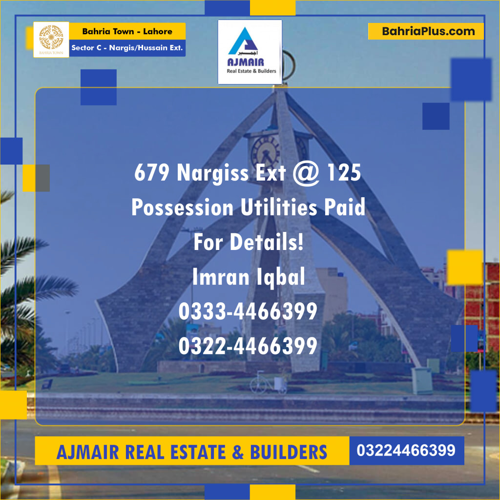 Residential Plot for Sale in Sector C - Nargis/Hussain Ext. - Bahria Town, Lahore - (BP-190350)