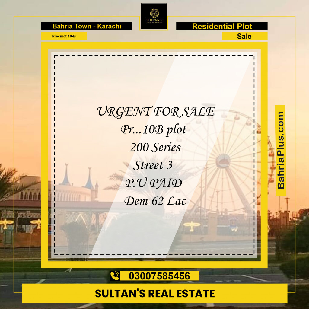 125 Sq. Yards Residential Plot for Sale in Precinct 10-B - Bahria Town, Karachi - (BP-190353)