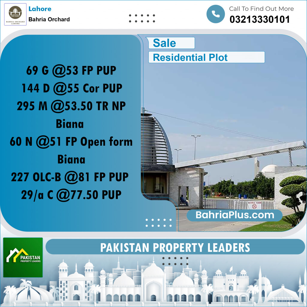 Residential Plot for Sale in Bahria Orchard, Lahore - (BP-190354)