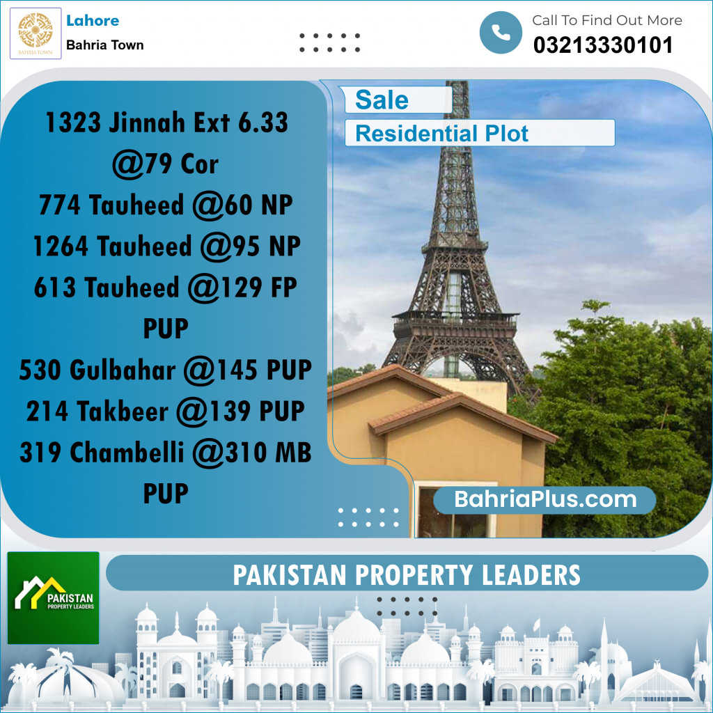 Residential Plot for Sale in Bahria Town, Lahore - (BP-190356)