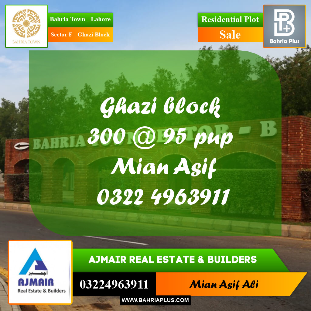 Residential Plot for Sale in Sector F - Ghazi Block -  Bahria Town, Lahore - (BP-190359)