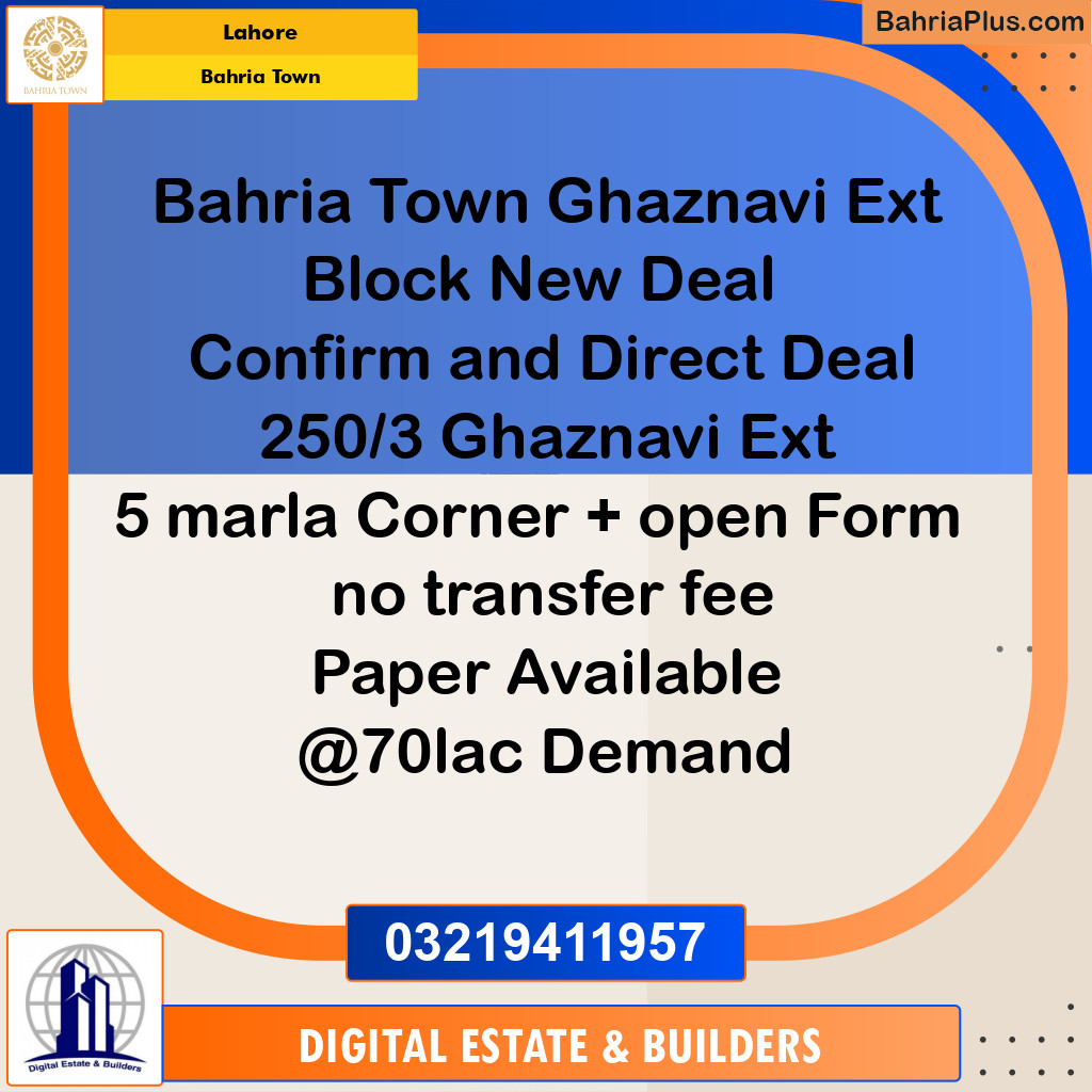 Residential Plot for Sale in Bahria Town, Lahore - (BP-190372)