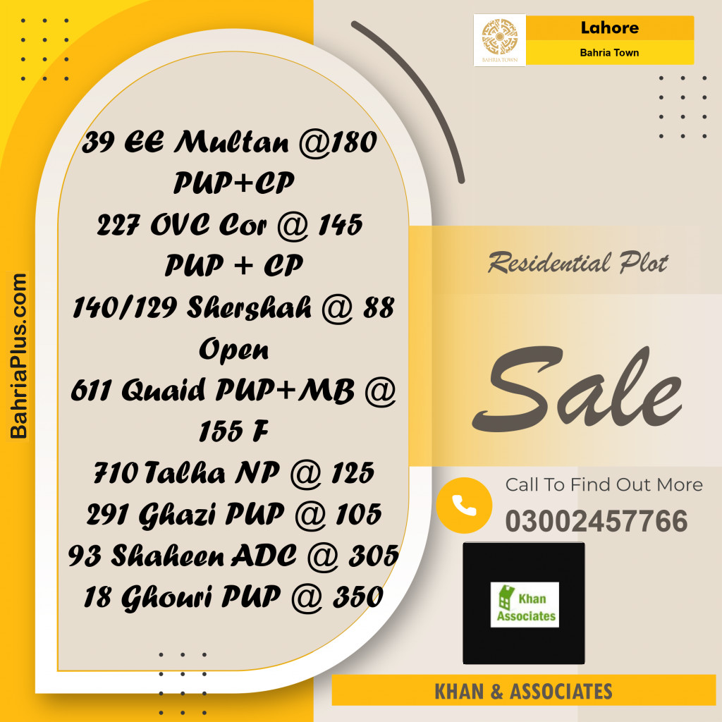 Residential Plot for Sale in Bahria Town, Lahore - (BP-190419)