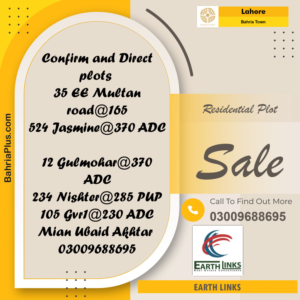 Residential Plot for Sale in Bahria Town, Lahore - (BP-190421)