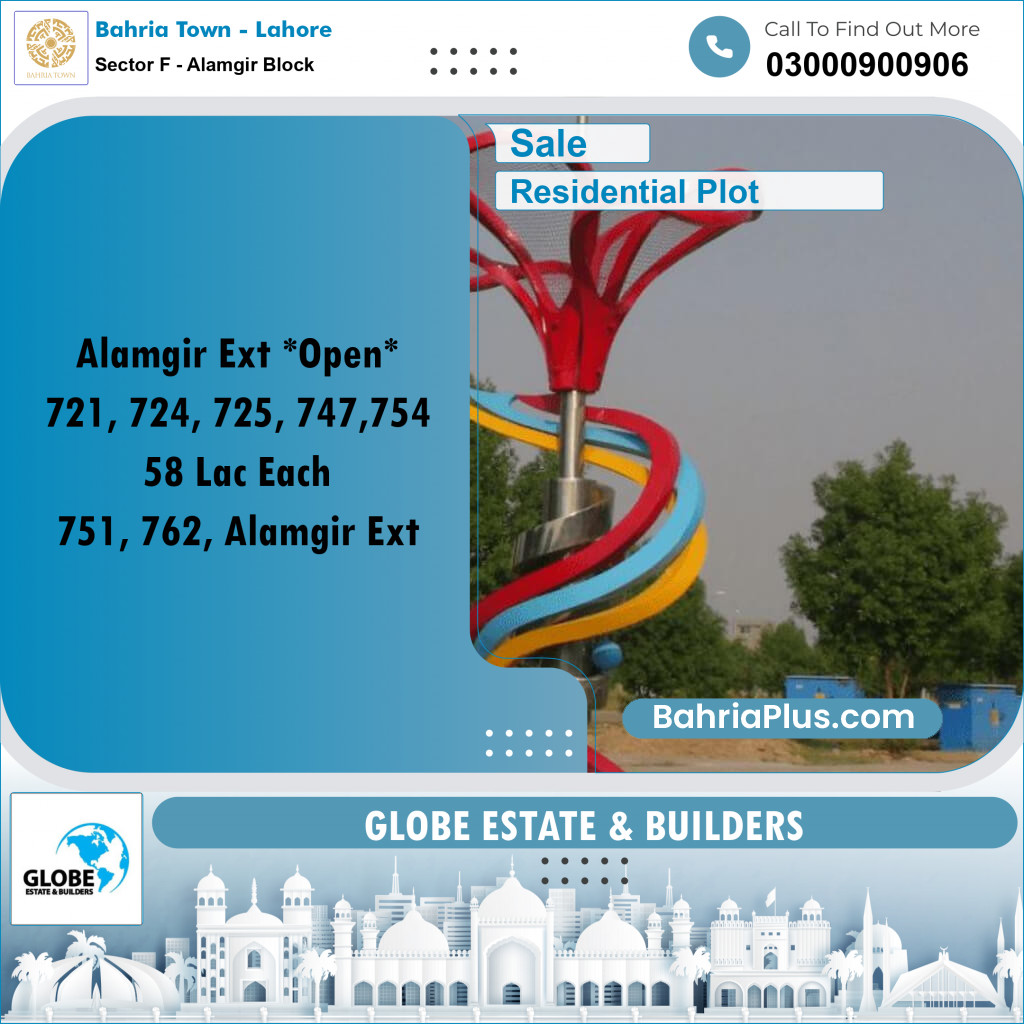 Residential Plot for Sale in Sector F - Alamgir Block -  Bahria Town, Lahore - (BP-190462)