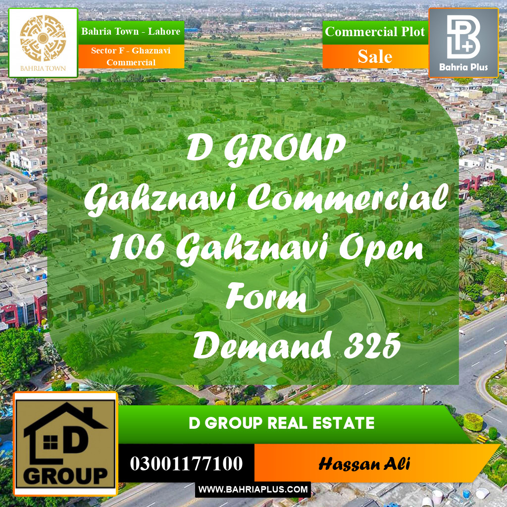 Commercial Plot for Sale in Sector F - Ghaznavi Commercial -  Bahria Town, Lahore - (BP-190484)