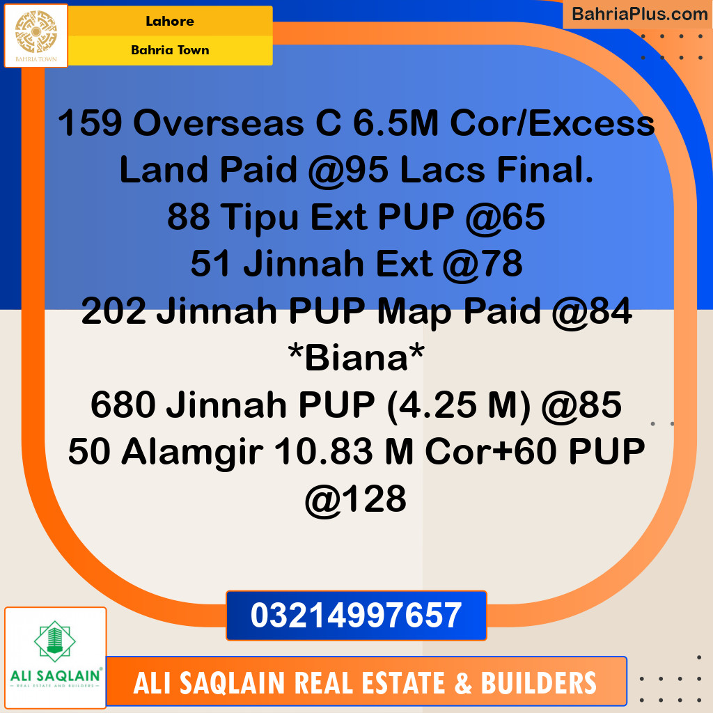 Residential Plot for Sale in Bahria Town, Lahore - (BP-190500)