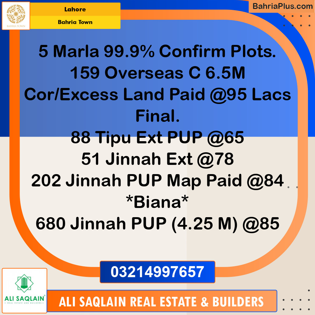 Residential Plot for Sale in Bahria Town, Lahore - (BP-190507)