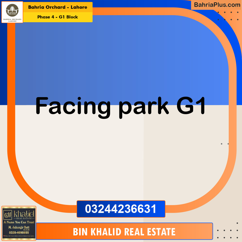 Residential Plot for Sale in Phase 4 - G1 Block -  Bahria Orchard, Lahore - (BP-190512)