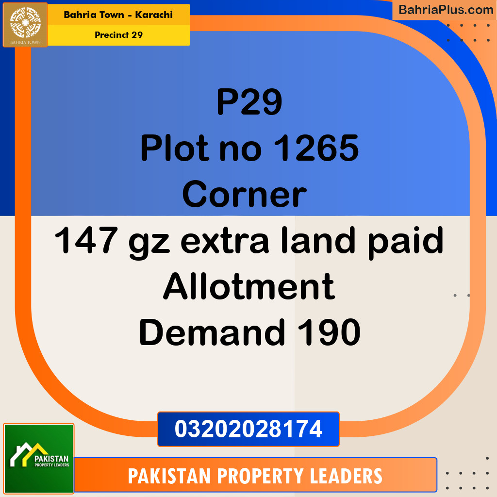 500 Sq. Yards Residential Plot for Sale in Precinct 29 -  Bahria Town, Karachi - (BP-190529)