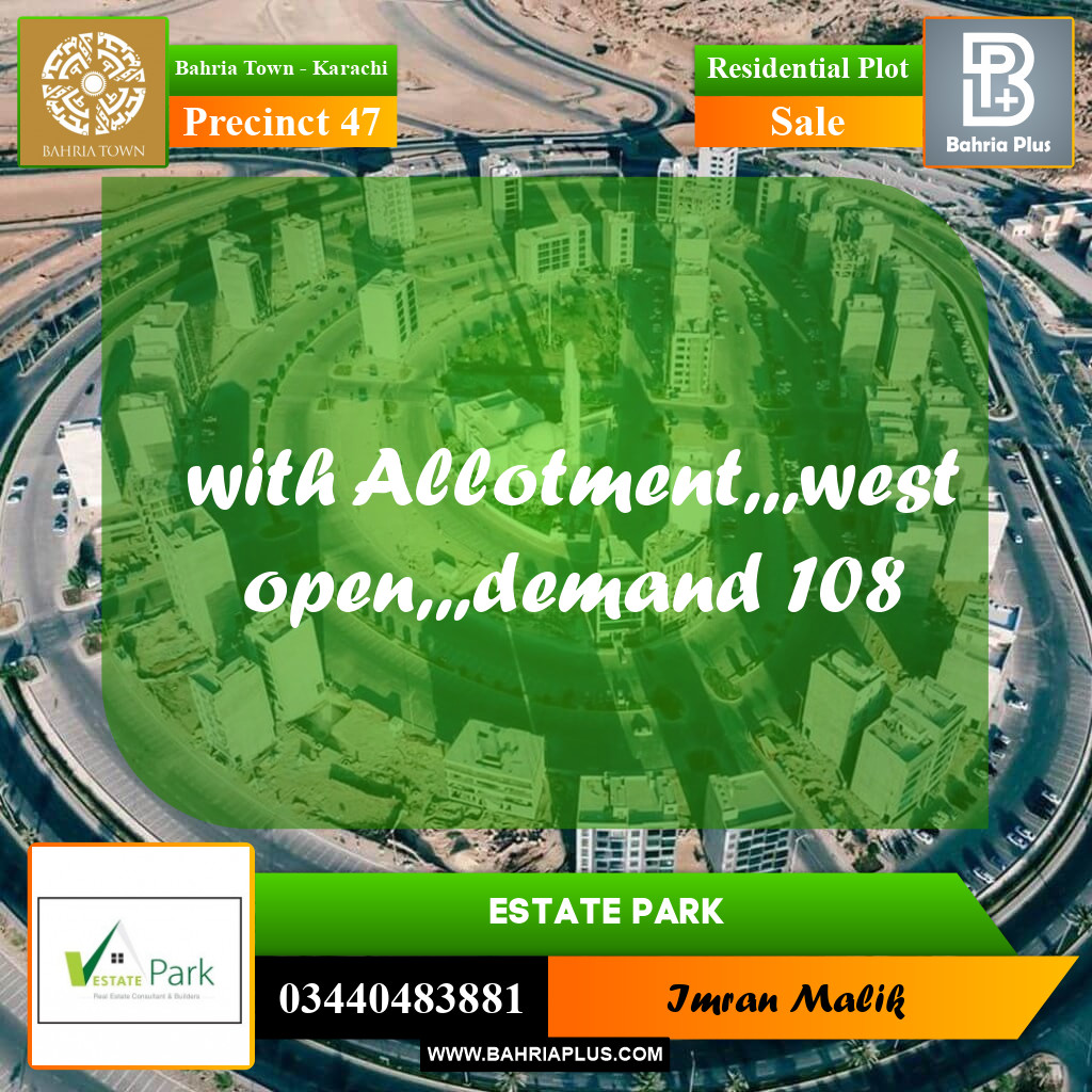 250 Sq. Yards Residential Plot for Sale in Precinct 47 -  Bahria Town, Karachi - (BP-190536)