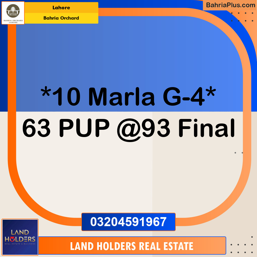 Residential Plot for Sale in Bahria Orchard, Lahore - (BP-190546)