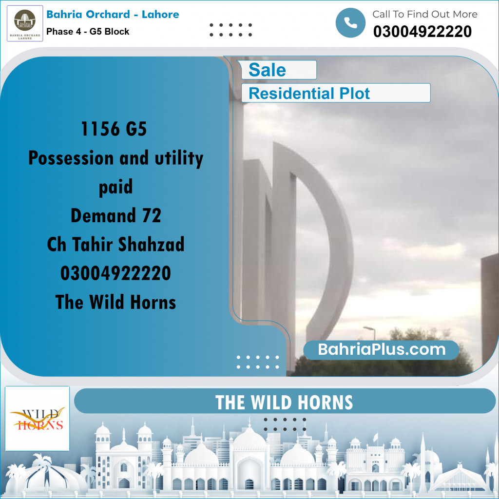 Residential Plot for Sale in Phase 4 - G5 Block -  Bahria Orchard, Lahore - (BP-190579)