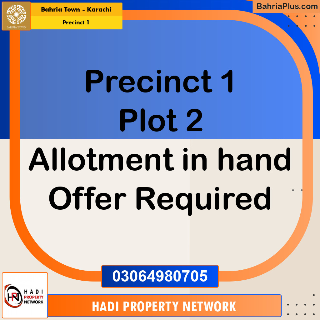 250 Sq. Yards Residential Plot for Sale in Precinct 1 -  Bahria Town, Karachi - (BP-190587)