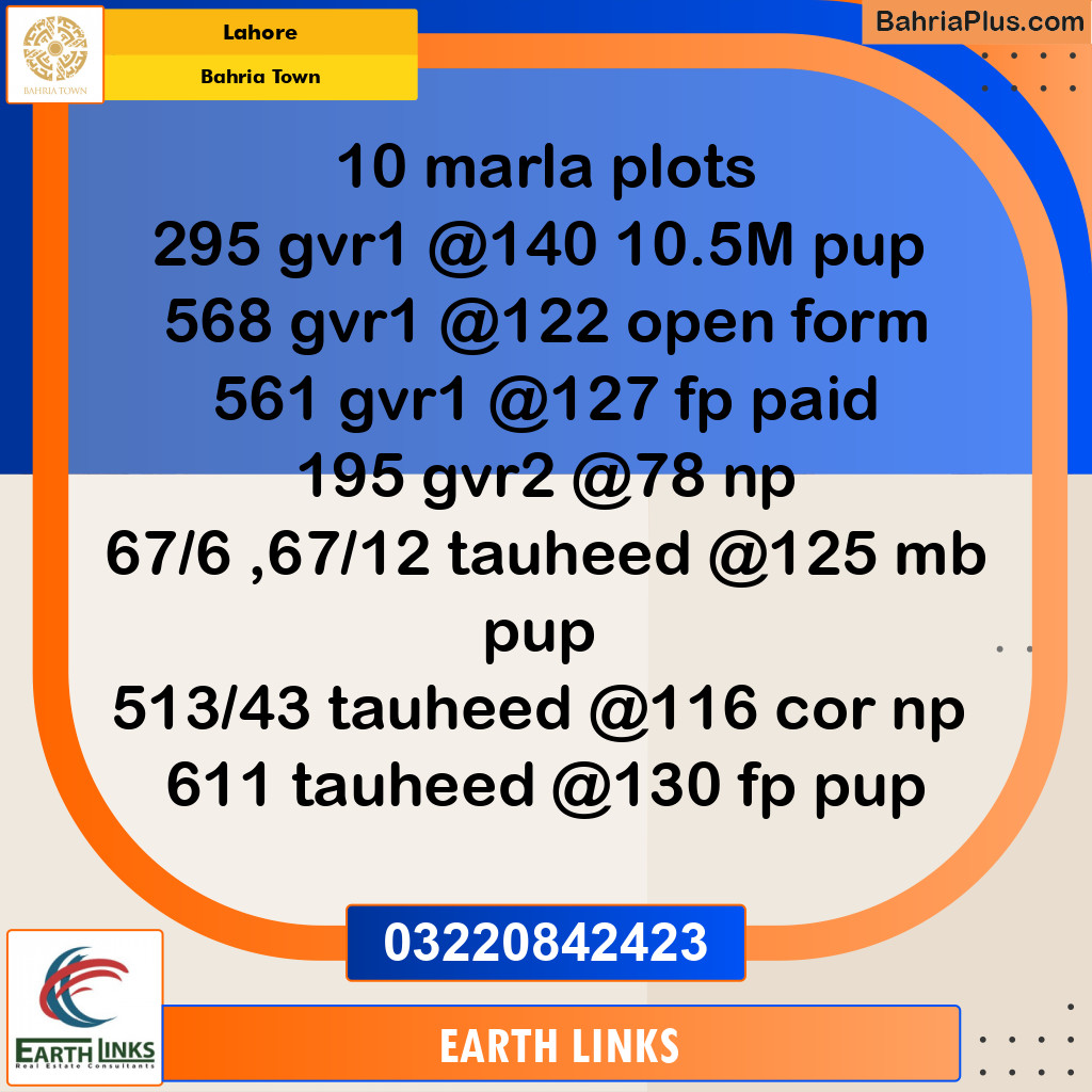 Residential Plot for Sale in Bahria Town, Lahore - (BP-190623)