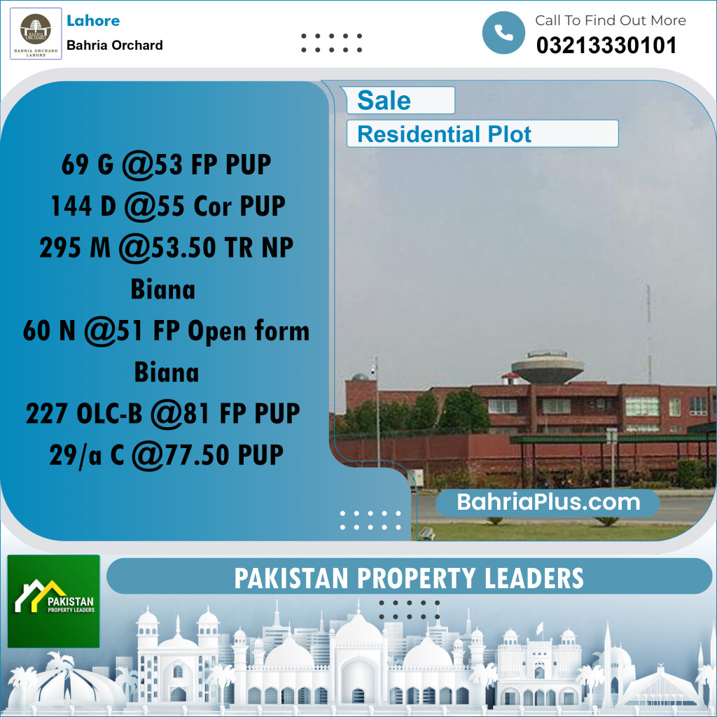 Residential Plot for Sale in Bahria Orchard, Lahore - (BP-190642)