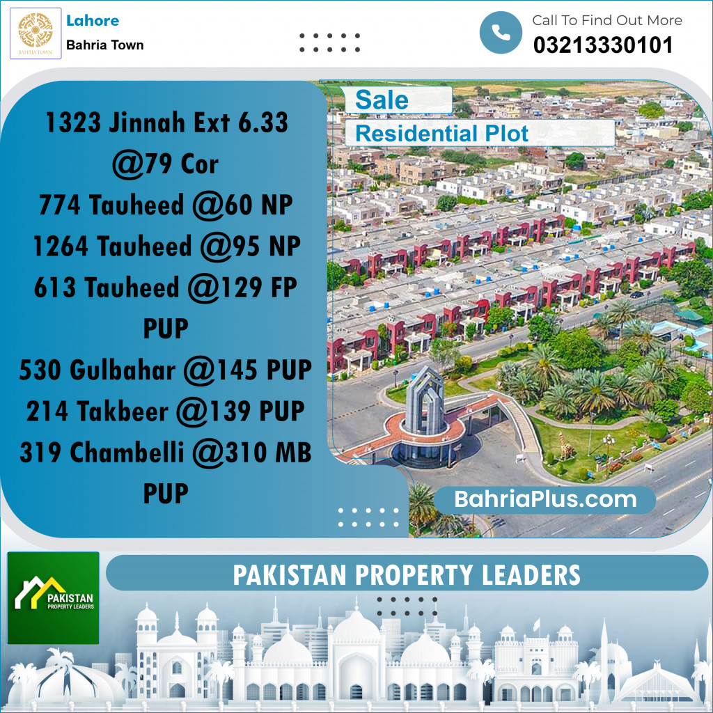Residential Plot for Sale in Bahria Town, Lahore - (BP-190644)