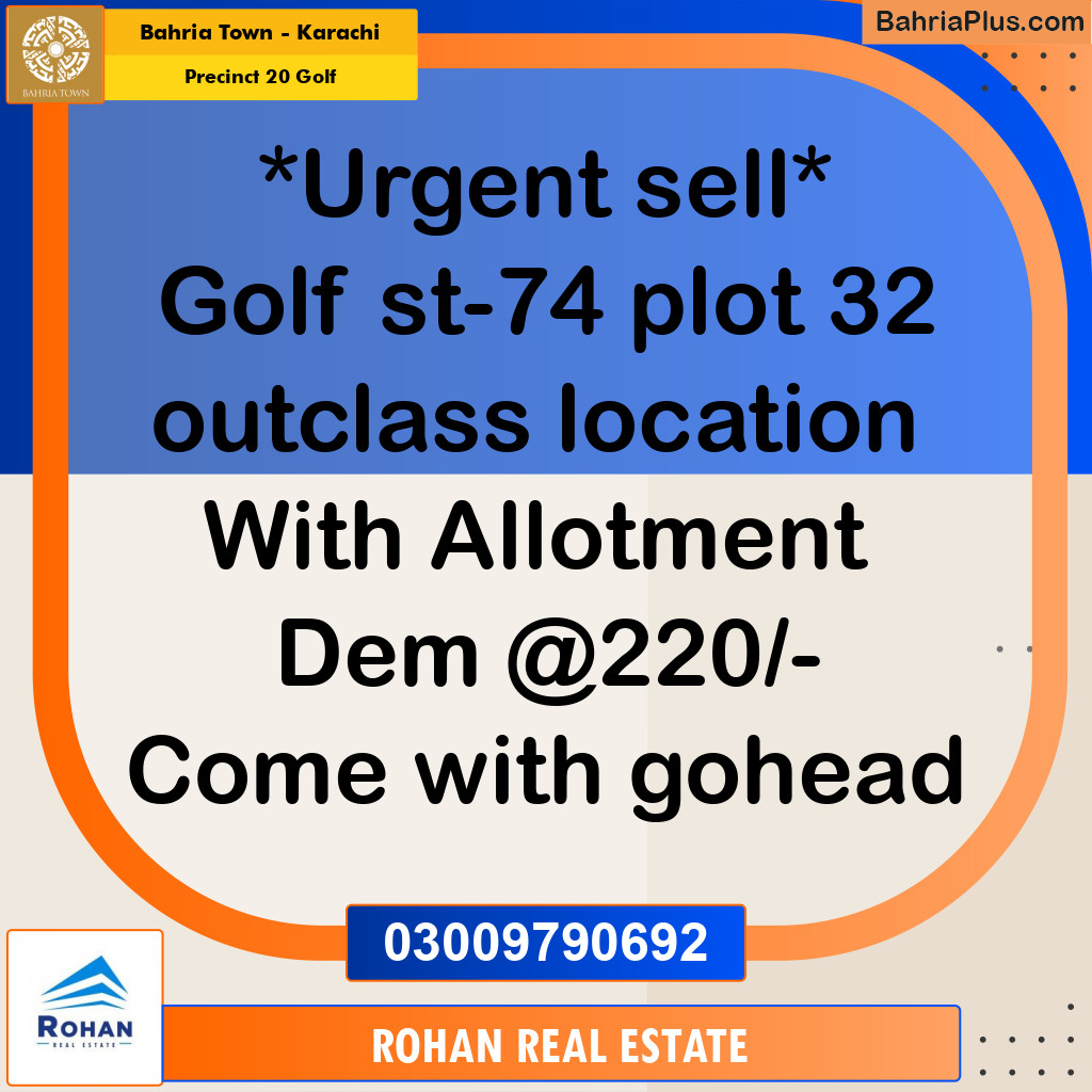 Residential Plot for Sale in Precinct 20 Golf -  Bahria Town, Karachi - (BP-190665)