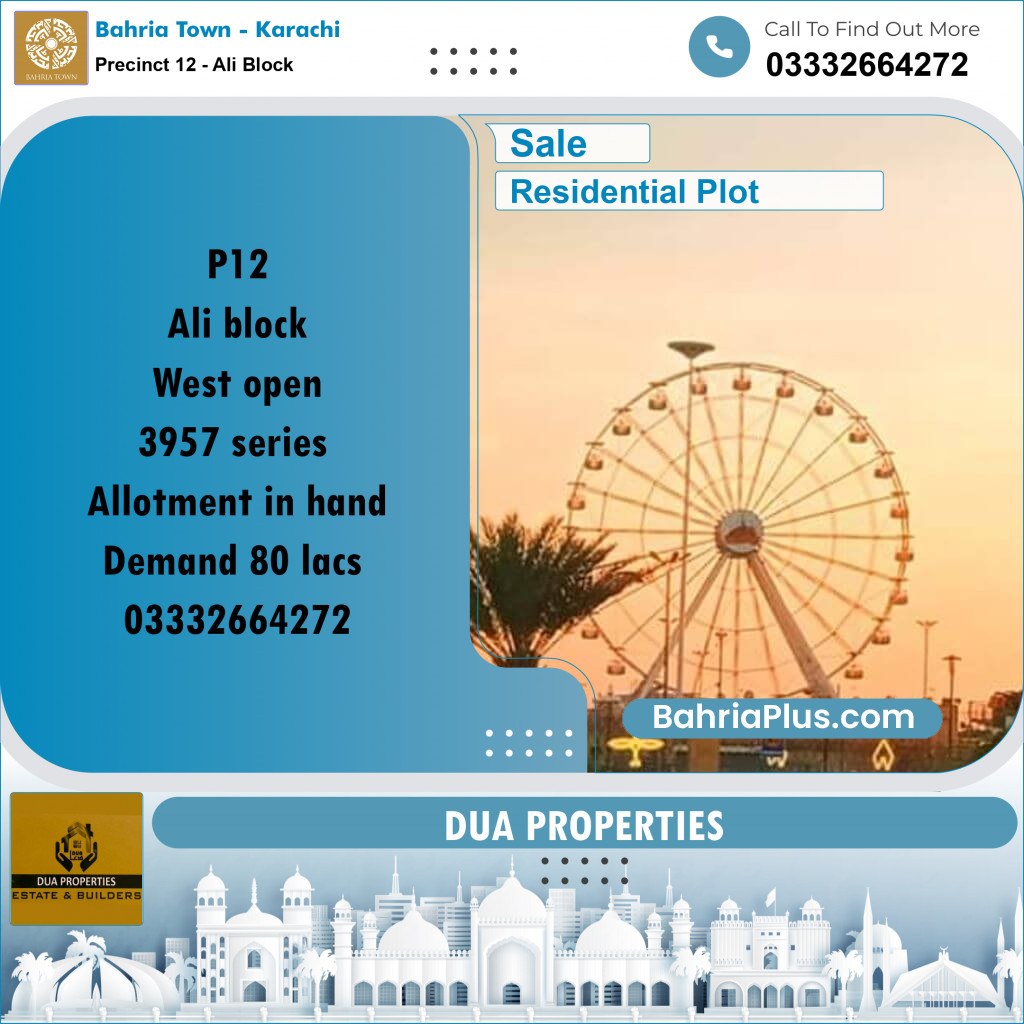 125 Sq. Yards Residential Plot for Sale in Precinct 12 - Ali Block -  Bahria Town, Karachi - (BP-190686)
