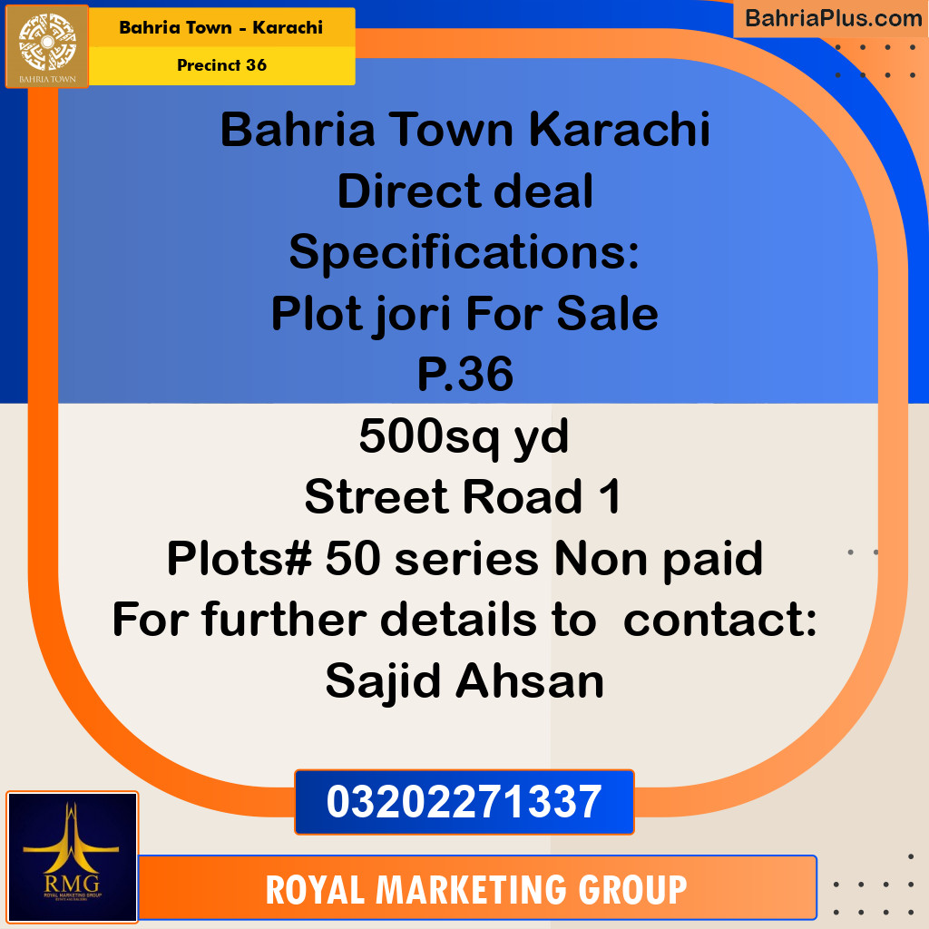 Residential Plot for Sale in Precinct 36 -  Bahria Town, Karachi - (BP-190711)